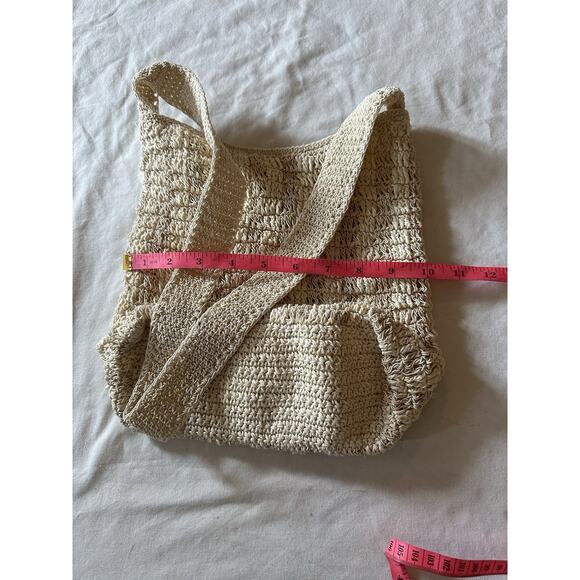 Carlo D’Santi Woven Straw Shoulder Bag | Cream Paper Straw Knit Purse | Vintage - Picture 7 of 8